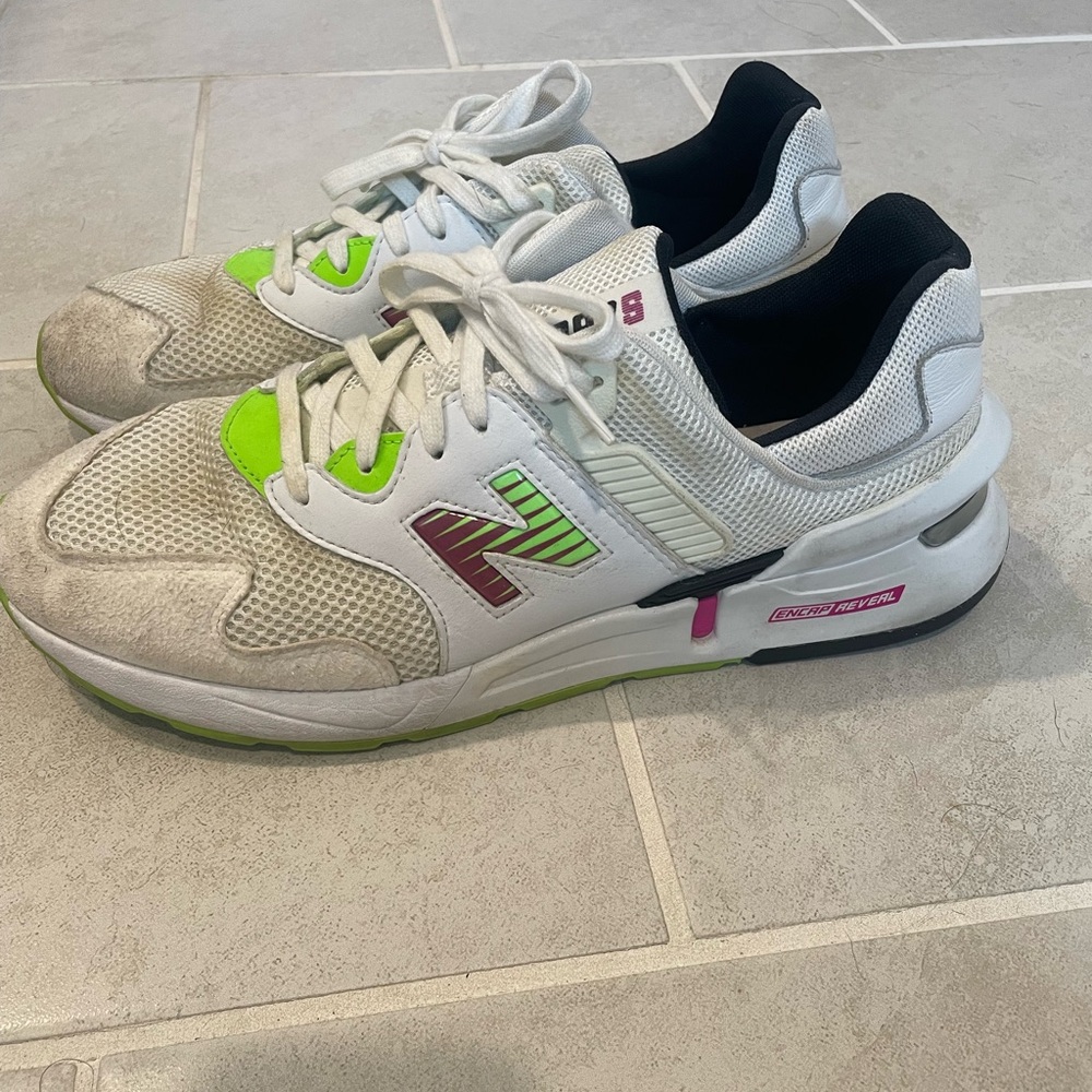 New Balance 997 Kawhi Leonard White Sneakers with Green and Pink Accents